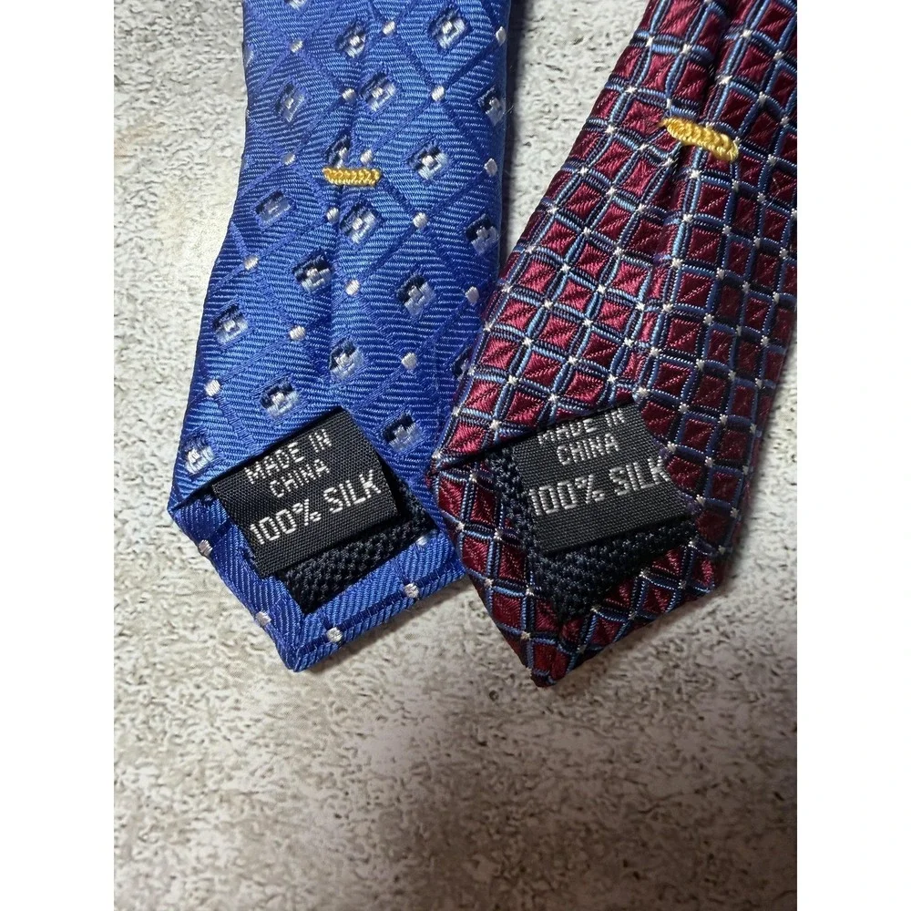 Nautica Tie Mens OS Multicolor 100% Silk Geometric Pointed Necktie Lot of 2 Set